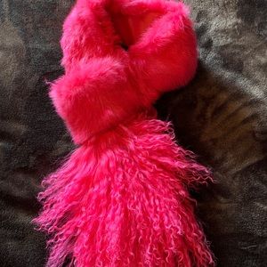 Rabbit and Mongolian fur scarf by Renee NY